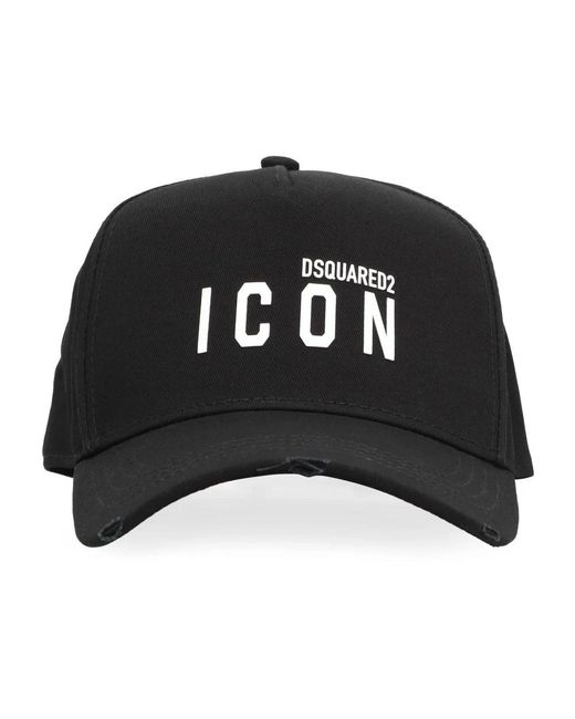 DSquared² Accessoires ,Zwart ,Katoen Geborduurde Logo Zwarte Pet in het Black voor heren