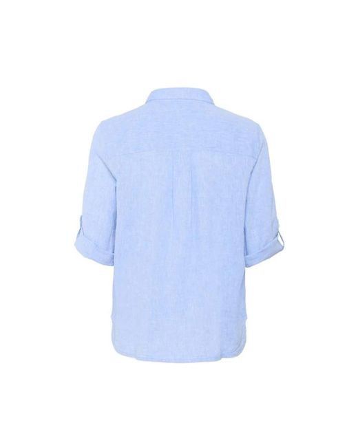 Part Two Overhemden ,Blauw ,Katoen Blauw Linnen Katoen Relaxed Fit Shirt in het Blue