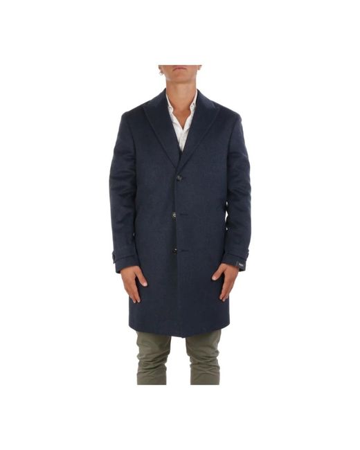 Barba Napoli Blue Single-Breasted Coats for men