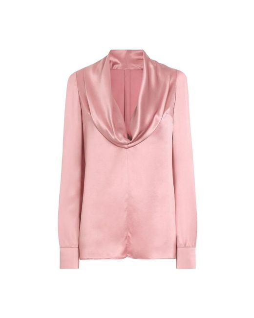 Dolce & Gabbana Pink Silk Black Sequin Lace Shirt Blouse main image 1