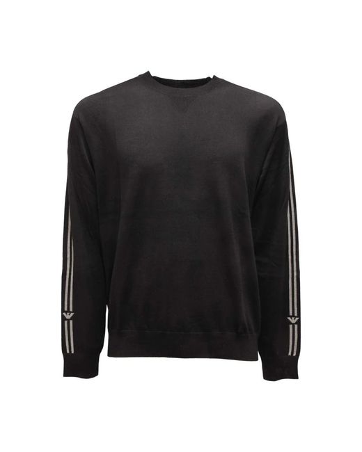 Armani Herren Gestreifter Wollpullover in schwarz