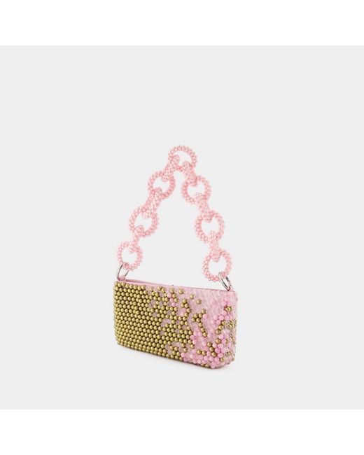 Germanier Pink Mehrfarbige perlenhandtasche mit rosa griff