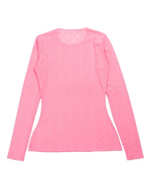MARINE SERRE Pink Second skin jacquard t-shirt in rosa