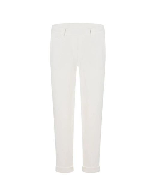Cambio White Slim-Fit Trousers