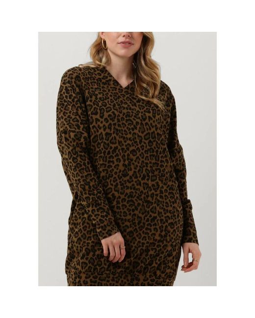 10Days Brown Leopard V-Ausschnitt Kleid