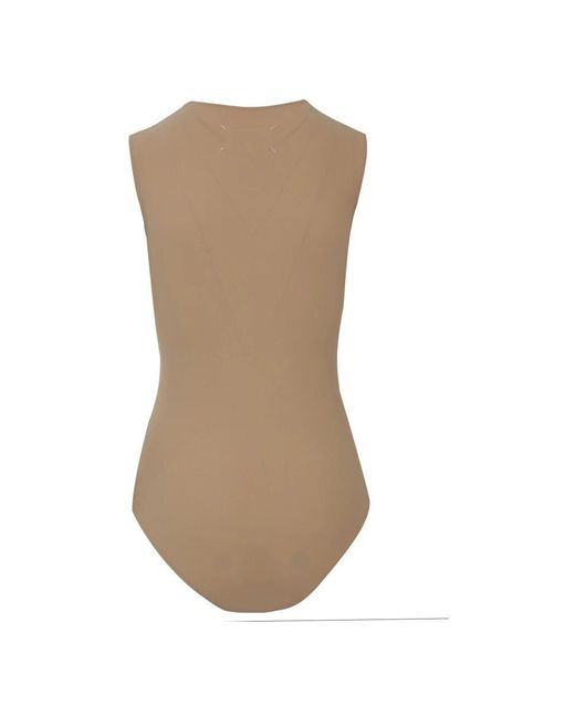 Maison Margiela Brown Nahtloser Bodysuit Nude Topwear