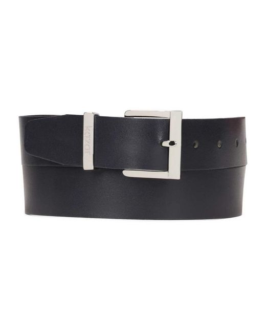Kazar Accessoires ,Blauw ,Leer Minimalistische Donkerblauwe Riem Met Zilveren Gesp in het Black