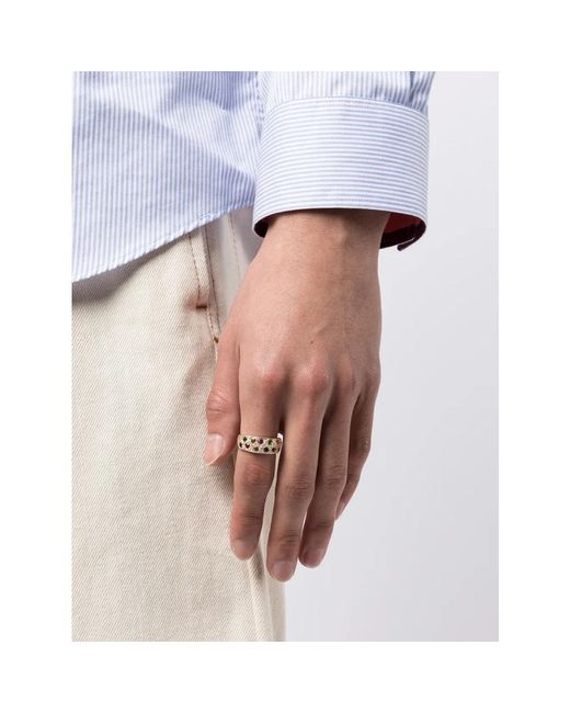 Bleue Burnham Natural 9 Karat Hammerschlag Saphir Ring