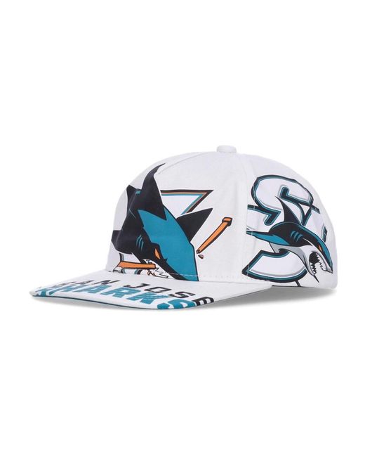 Mitchell & Ness Accessoires ,Veelkleurig ,Katoen San Jose Sharks Platte Klep Pet in het Blue
