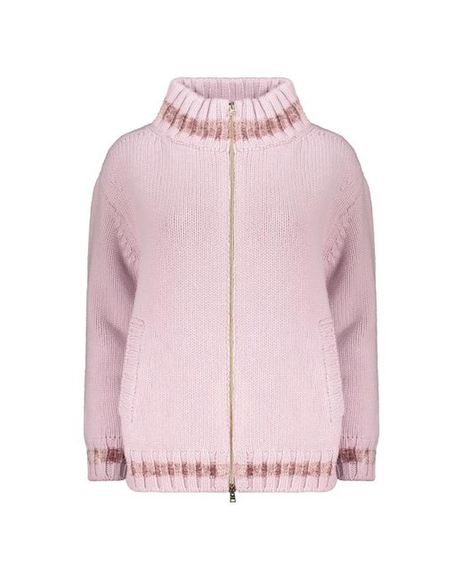 Herno Truien & Vesten ,Roze ,Wol Wollen Vest Met Rits En Zakken in het Pink