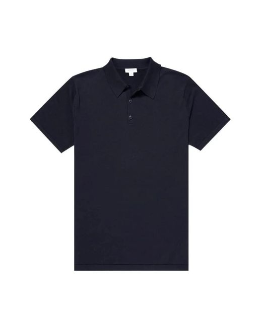 Sunspel Tops ,Zwart ,Eiland Polo Shirt Voor Mannen in het Blue voor heren