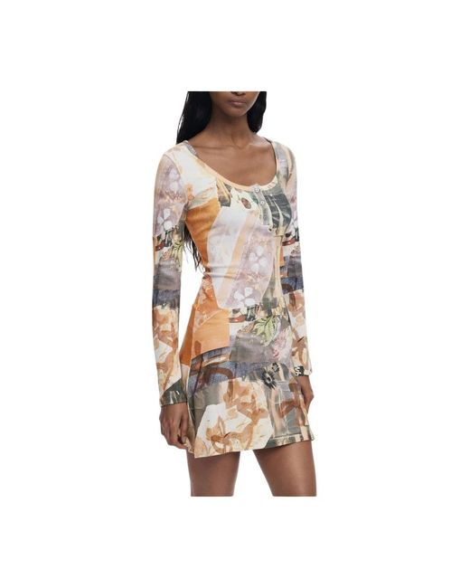 Desigual Kleedjes ,Veelkleurig ,Polyester Polyester Jurk Met Elegant Design in het Multicolor