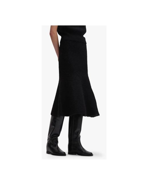 REMAIN Birger Christensen Rokken ,Zwart ,Wol Gebreide Midi-Rok in het Black