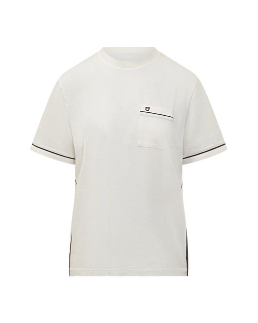 Ferragamo Tops ,Katoen T-Shirt Met Borstzak En Contrasterende Afwerking in het White
