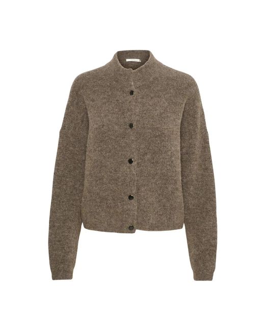 Gestuz Truien & Vesten ,Bruin ,Wol Korte Cardigan in het Green