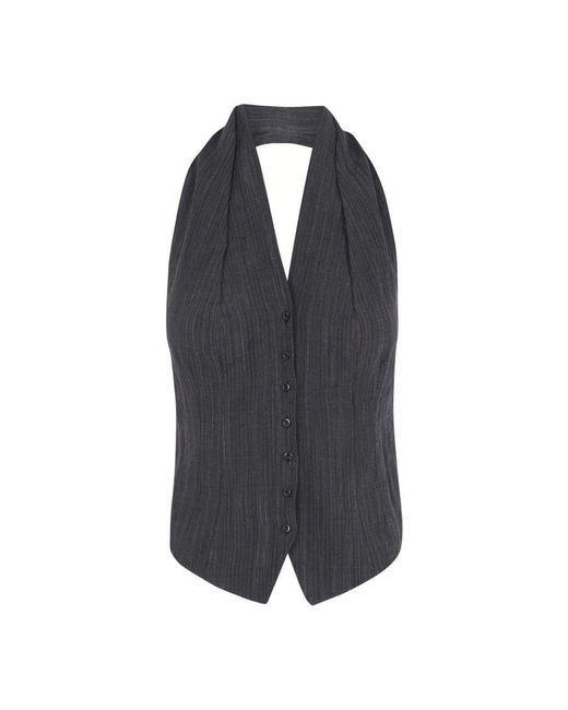 Cortana Black Sleeveless Tops