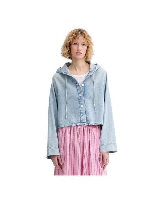 Marc O' Polo Denim Hooded Jacket in het Blue