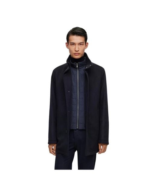 Boss Blue Single-Breasted Coats for men