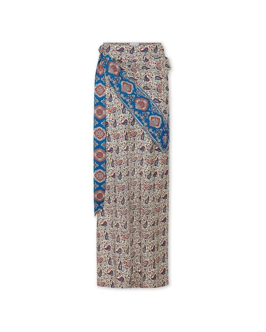 Rabanne Rokken ,Veelkleurig ,Satijn Paisley Bandana Satijnen Lange Rok in het Blue