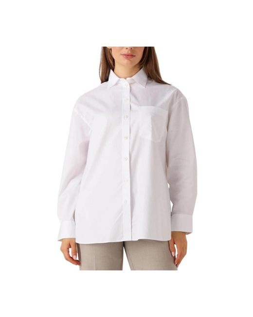 SELECTED Overhemden ,Wit ,Katoen Oversize Ls Shirt Voor Vrouwen in het Purple