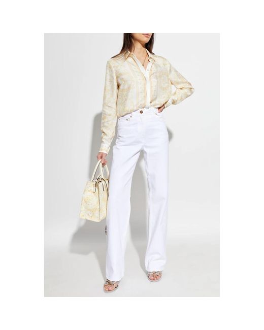 Versace Overhemden ,Barocco Zijden Overhemd in het White