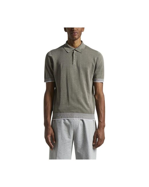 Peserico Leinen- Und Baumwollkrepp-Poloshirt in Gray für Herren
