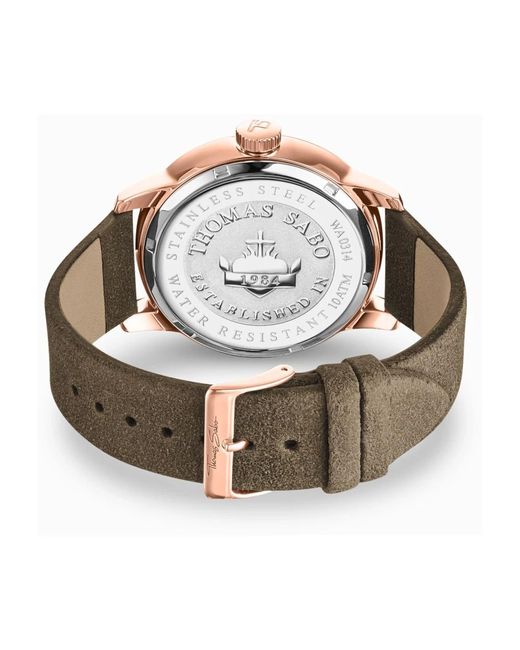 Thomas Sabo Armbanduhr rebel at heart 46 mm armband leder wa0314-266-205-46 mm in Metallic für Herren