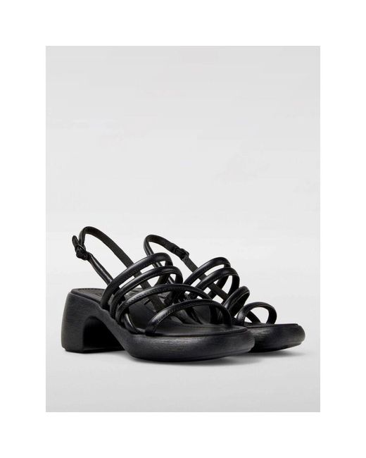 Camper Black Riemchen-Ledersandalen