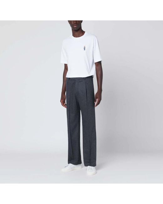 PT Torino Blue Straight Trousers for men