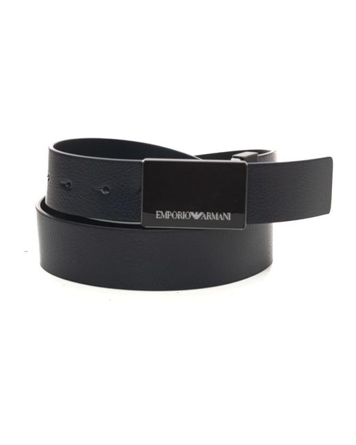 Emporio Armani Gürtel Aus Genarbtem Leder Mit Platte in Black für Herren