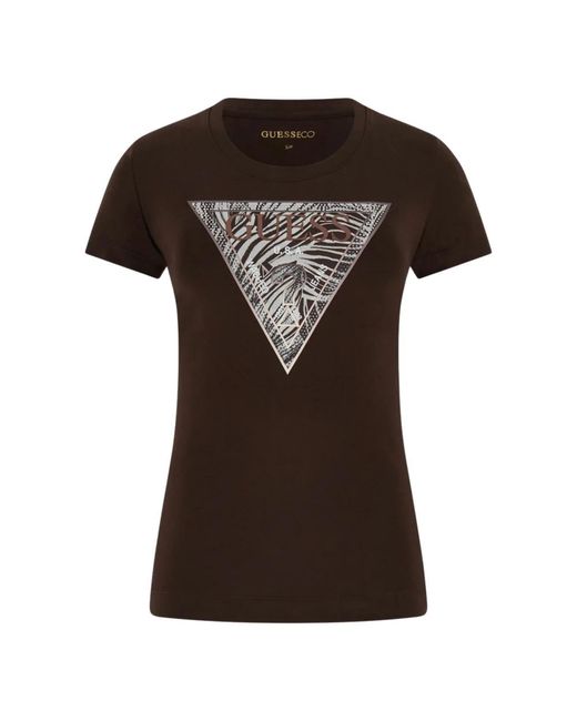 Guess Zebra Triangle Tee in het Brown