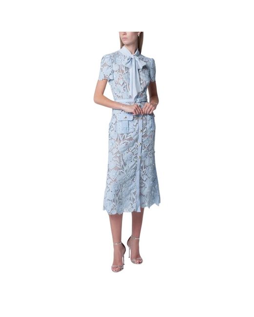 Self-Portrait Blue Midi Dresses