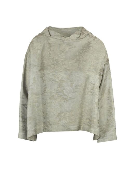 8pm Green Damast-Kapuzenbluse Mit Geschlitztem Saum