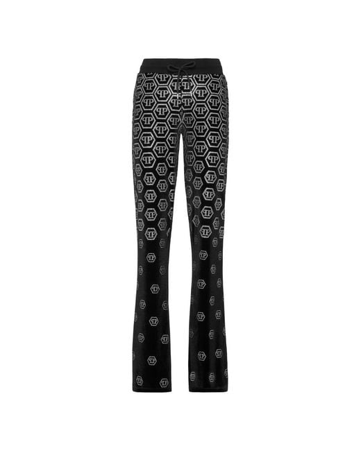 Philipp Plein Chenille Joggingbroek Degrade Monogram in het Black