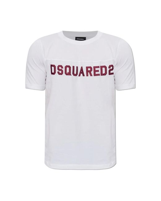 DSquared² Tops ,Wit ,Katoen Logo T-Shirt in het White voor heren