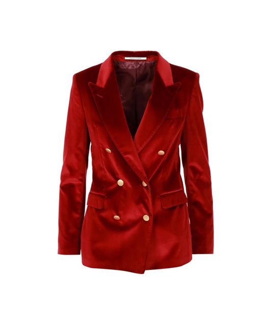 Tagliatore Jassen ,Rood ,Leer Velvet Blazer in het Red