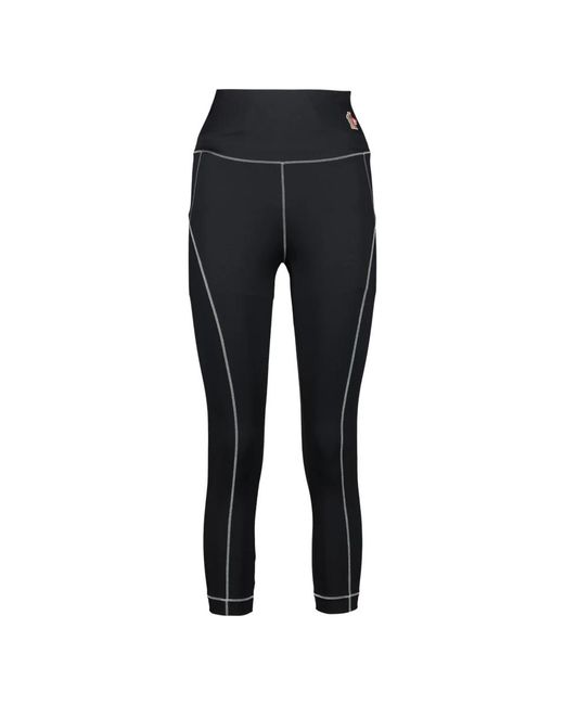 Moncler Broeken ,Zwart ,Nylon Zwarte Logo Legging Lente-Zomer 2025 in het Black