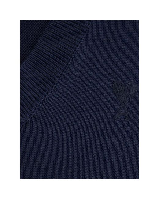 Knitwear > v-neck knitwear AMI en coloris Blue