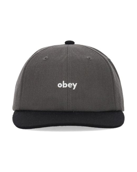 Obey Accessoires ,Grijs ,Wol Gebogen Klep Snapback Pet Donkergrijs in het Black voor heren