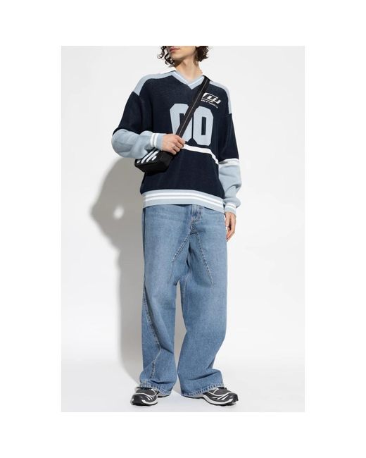 Off-White c/o Virgil Abloh Blue V-Neck Knitwear for men
