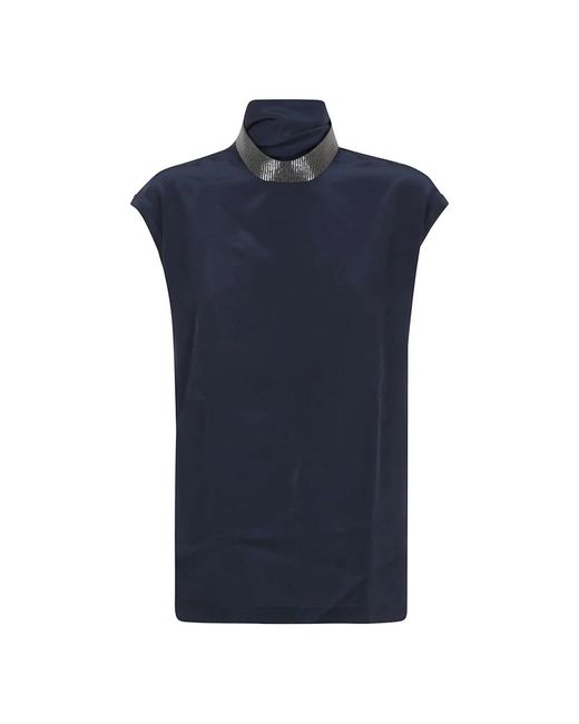 Brunello Cucinelli Blue Sleeveless Tops
