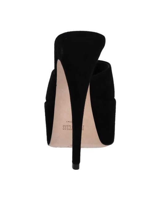Paris Texas Black Heeled Mules