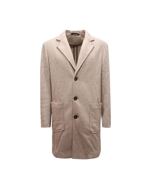Single-Breasted Coats di Paolo Pecora in Brown da Uomo