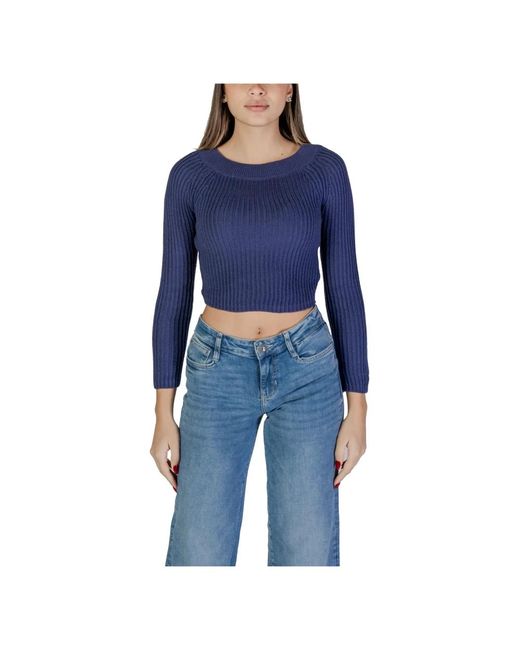 Jacqueline De Yong Round-Neck Knitwear in het Blue