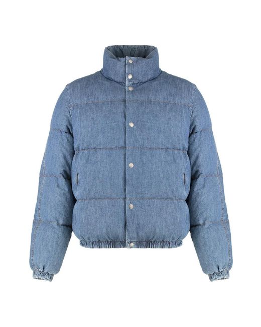 Cotton Denim Padded Jacket Dolce & Gabbana de hombre de color Blue