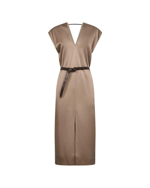 Brunello Cucinelli Natural Midi Dresses