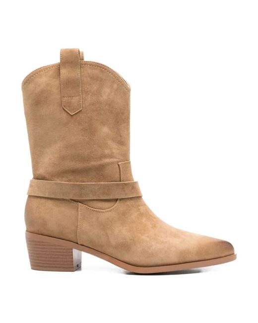 ADRIANNA FERETTI Brown Cowboy & Biker Boots