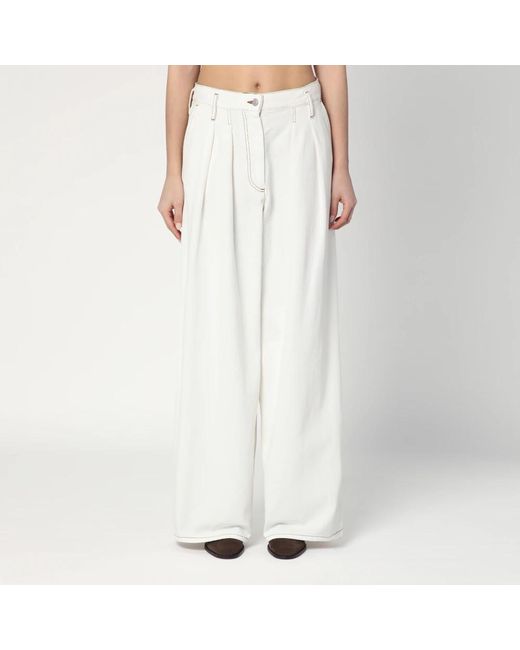 Dries Van Noten Wide Trousers in het White