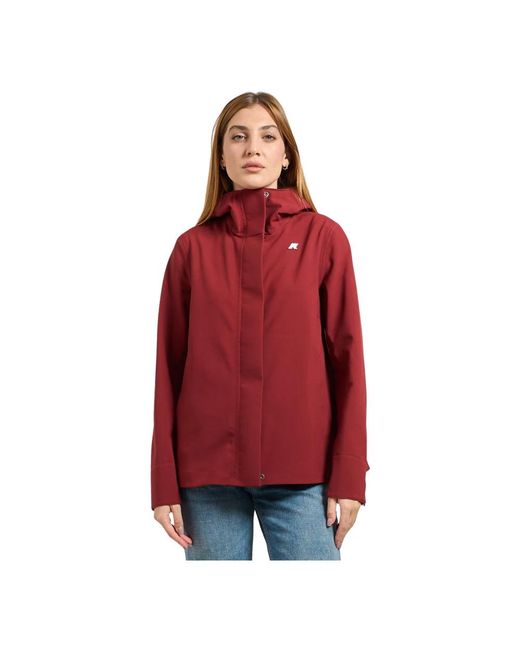 K-Way Jassen ,Rood ,Nylon Rode Waterdichte Winddichte Damesjas in het Red