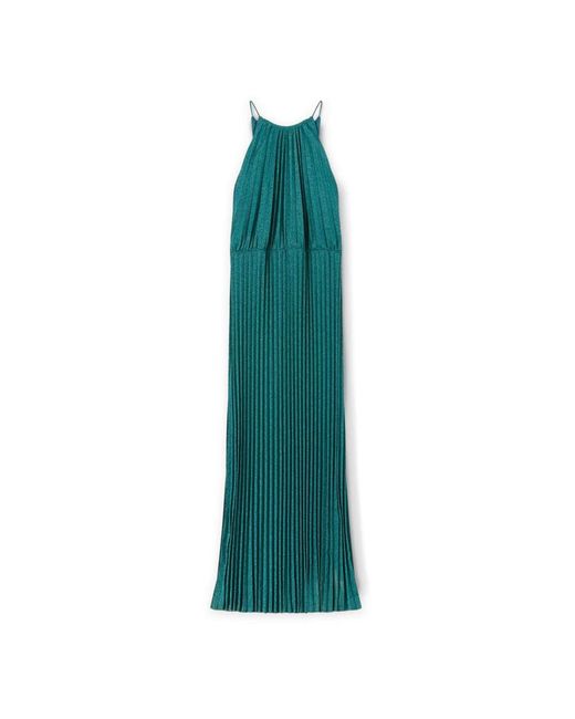 mötivi Kleedjes ,Groen ,Polyester Lange Geplooide Lurex Jersey Jurk in het Green
